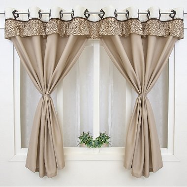 Cortina Slim Bege 2,60m x 1,40m Altura- Babadinho Floral