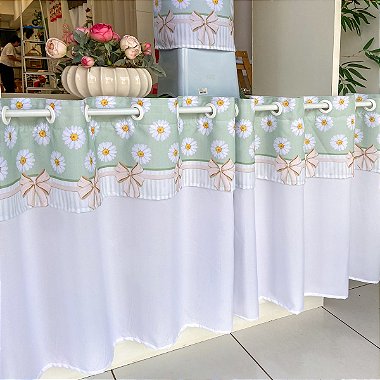 Cortina Para Pia/Balcão/Vitro 2,20m x 80cm Altura-Digital Margarida-Lançamento