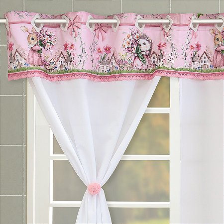 Cortina Para Cozinha Digital 2,60m x 1,40m. Coelhinha Páscoa