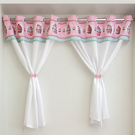 Cortina P/Cozinha  2,20m x 1,20m alt. - Coleção Cupcake