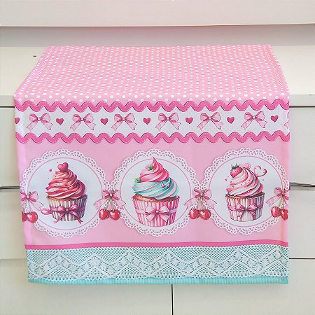 Caminho/Trilho P/Mesa 1,30m x 40cm-Estampa Digital Cupcake