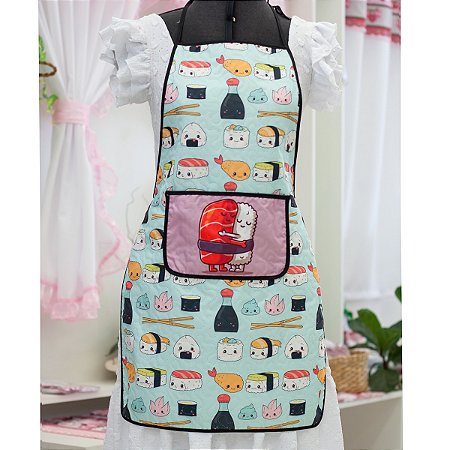 Avental de Cozinha Matelado Linda Estampa Digital de Sushi