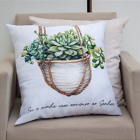 Kit 02 Capas Para Almofadas Decorativas -Tecido Oxford Suculenta