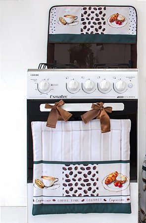 Kit Fogão Cortina Forno + Capa P/ Tampa Fogão 5 e 6 Bocas - Digital Café
