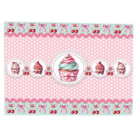 02 Lugar Americano 43cm x 35cm-  Coleção Cupcake Rosa -Lançamento!