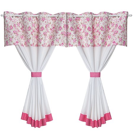 Cortina C/Bandô 2,20m x 1,20m alt. Estampa Flower Pink