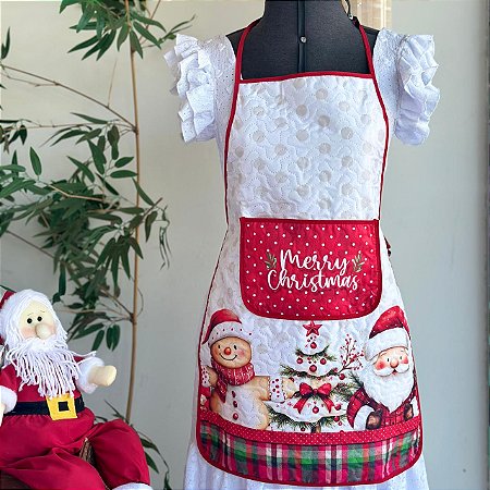 Avental Cozinha Matelado Estampa Exclusiva Coleção Natal Digital Papai Noel