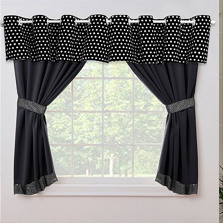 Cortina de Cozinha Sob medida 3,50m x 1,20m alt. Milano Preto