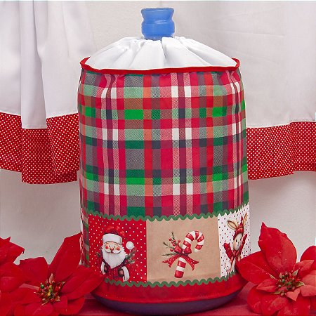 CAPA PARA GALÃO DE ÁGUA 20 LITROS INVERTIDO - COLEÇÃO NATAL PAPAI NOEL