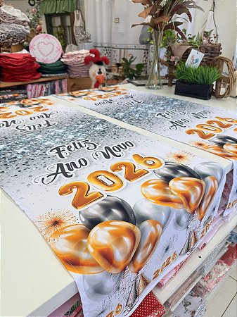 Caminho / Trilho P/ Decoração Mesa Decoração de Ano Novo Feliz 2026 Dourado