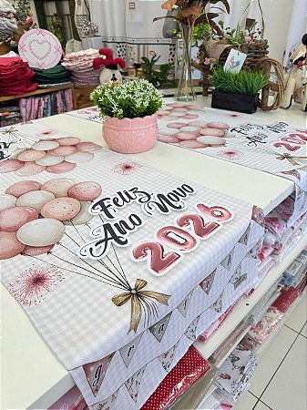 Caminho / Trilho P/ Decoração Mesa Decoração de Ano Novo Feliz 2026 Rosé