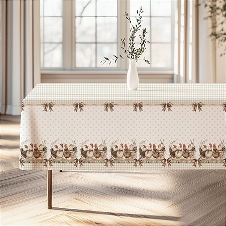 Toalha de Mesa 4 Lugares 1,45m x 1,35m Estampa Galinha Digital