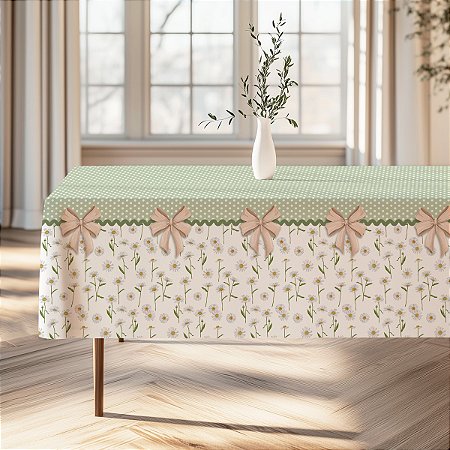 Toalha de Mesa 4 Lugares 1,45m x 1,35m Estampa Margaridas Digital