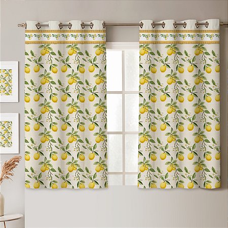 Cortina Cozinha Simples 2,60m x 1,40m - Linda Estampa Limão Digital
