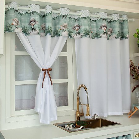 Cortina Cozinha Bandô 2,60m x 1,40m. Coleção Digital Patinhos