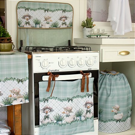 Kit Fogão Cortina Forno + Capa P/ Tampa Fogão 5 e 6 Bocas - Digital Patinhos