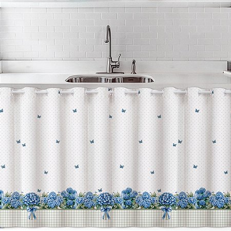 Cortina Para Pia/Balcão/Vitro 2,20m x 80cm Altura-Digital Hortênsias