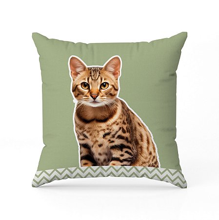01 Capa Para Almofada Decorativa Gato Bengal Realista Para amantes de Cat