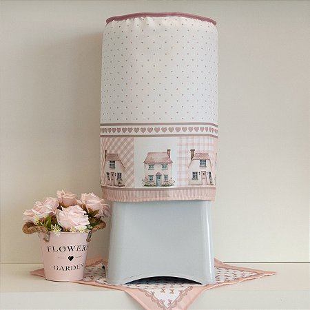 01 Capa Para Galão 20 Litros de Água - Coleção Casinhas Rosê