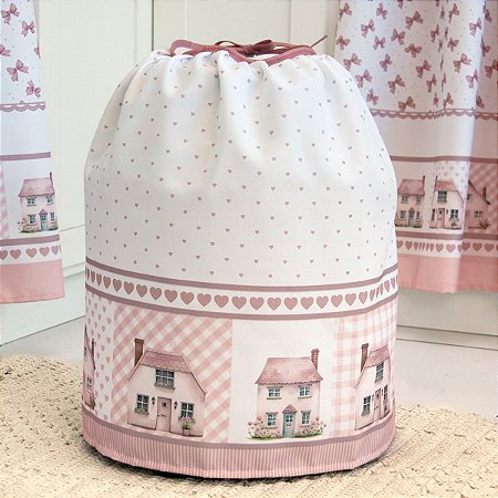 Capa Para Botijão de Gás Cozinha - Estampa Digital Casinhas Rosê