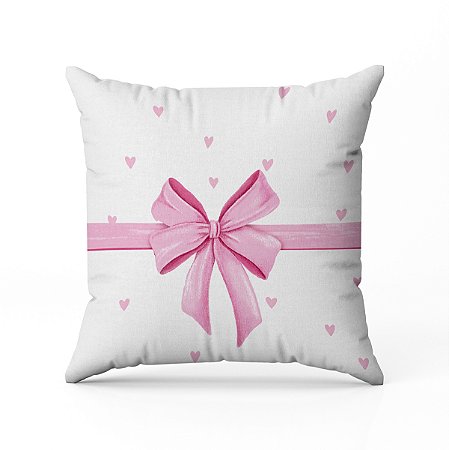01 Capa Para Almofada Decorativa Laços Rosa