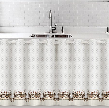 Cortina Para Pia/Balcão/Vitro 2,20m x 80cm Altura - Galinha Digital