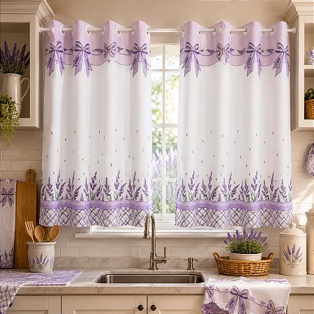 Cortina Cozinha Simples 2,20m x 1,40m - Coleção Lavanda