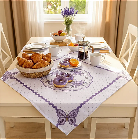 Toalha de Chá Quadrada /Centro de Mesa 0,60cm x 0,60cm - Digital Lavanda