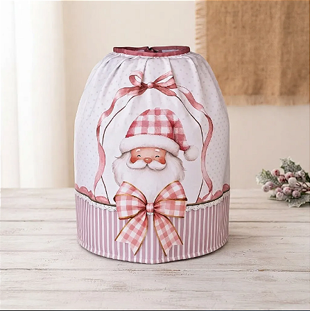 Capa Para Botijão de Cozinha Natalina Papai Noel Cor de Rosa Natal