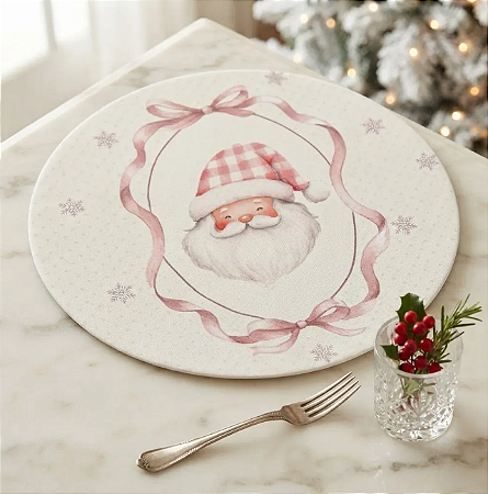 02 CAPAS PARA SOUSPLAT - MESA POSTA DE NATAL PAPAI NOEL ROSA