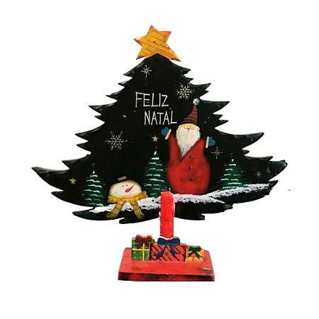 Arvore de Natal Artesanal Decorativa de Mesa em Madeira