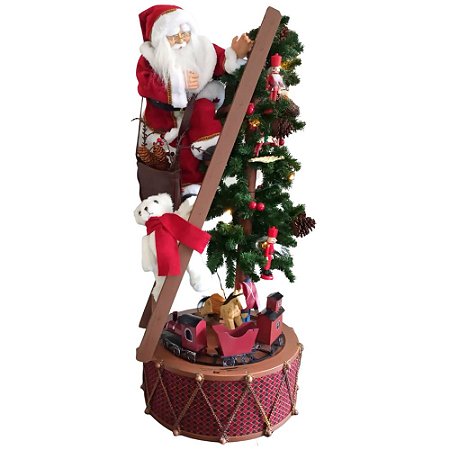 Árvore de Natal Decorada Com Papai Noel Luz 127V 1,13m Saldão - Papel Mache Árvore de Natal Decorada Com Papai Noel Luz 127V 1,13m Saldão - Papel Mache