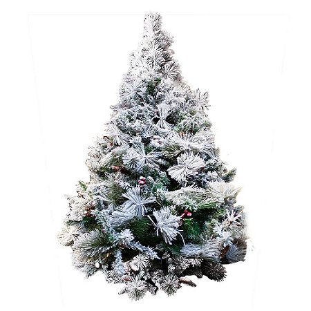 Árvore De Natal Luxo Pinheiro Com Neve Nevada Pinha 90cm