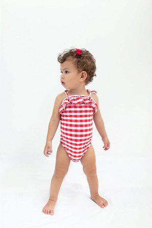 MAIÔ infantil . OLÍVIA . estampa XADREZ ALGODÃO-DE-PREÁ . OTA .