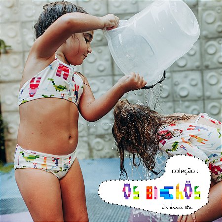 BIQUÍNI RETRÔ  infantil . estampa OS BICHOS DA DONA ÖTA_WHT  . OTA .