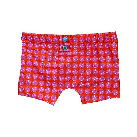 sunga  infantil  . estampa TENNIS ROSE BALL RETRÔ_LARANJA COM ROSA . ÖTA TENNIS CLUB .