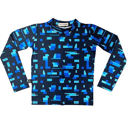 BLUSA DE PROTEÇÃO infantil MANGA LONGA . estampa PLANETA BURUBLUE BLACK . OTA .