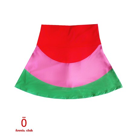 saia de TENNIS |RADU| .  estampa GEOMÉTRICOS VERMELHO COM VERDE . ÖTA TENNIS CLUB