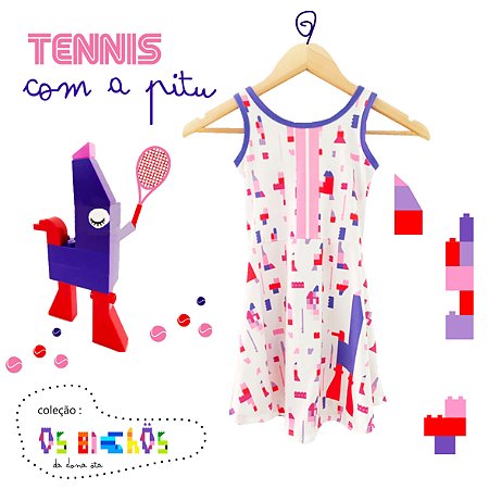 vestido  de TENNIS | SERENA | .  estampa TENNIS COM A  PITU . OTA .