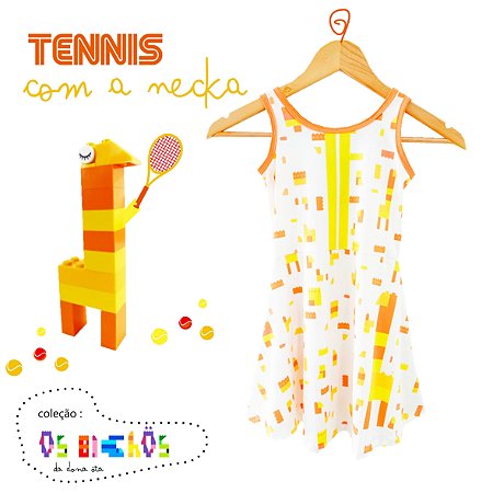 vestido  de TENNIS | SERENA | .  estampa TENNIS COM A  NECKA . OTA .