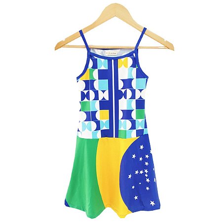 vestido  de TENNIS E BEACH TENNIS | SERENA| .  estampa BRASIL . OTA .