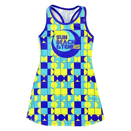 vestido de TENNIS e B.T | nadador OSAKA . GEOMÉTRICOS ROXO COM  AMARELO FLUOR . ÖTA TENNIS CLUB