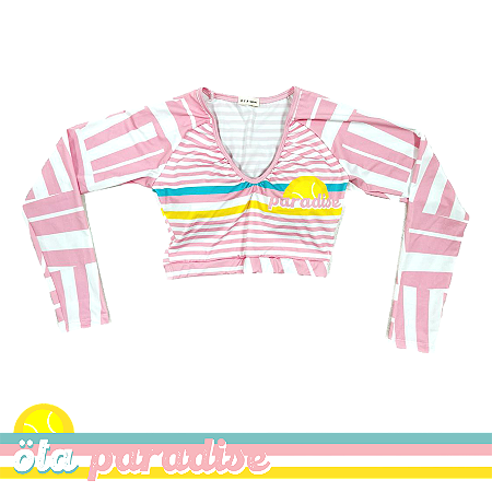 BLUSA DE PROTEÇÃO - CROPPED V .  estampa PARADISE . ÖTA TENNIS CLUB