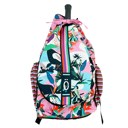 raqueteira mochila  de cordinha para  tennis e beach tennis ÖTA _BEIJA-FLOR-DO-CANTO