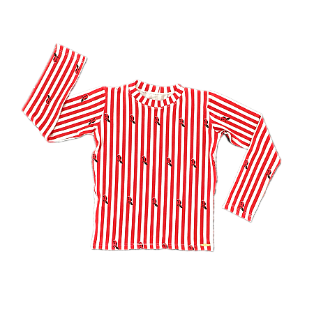 BLUSA DE PROTEÇÃO infantil . estampa TIÊ-SANGUE - LISTRADO VERMELHO E BRANCO . OTA .