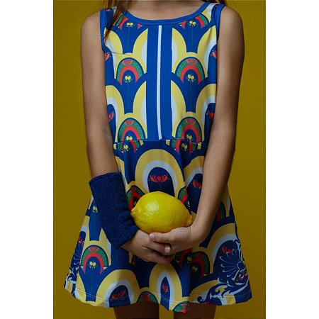vestido  de TENNIS INFANTIL | SERENA | .  estampa JARDIM AMALFI . OTA .