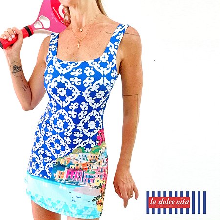 vestido  de TENNIS |ONS| .  estampa  RENDA ITALIANA . TIRRENO  . ÖTA TENNIS CLUB