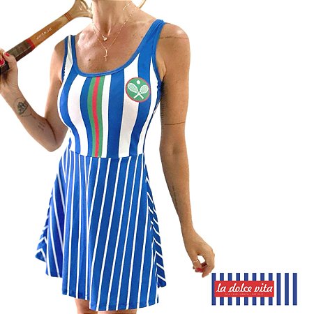 vestido  de TENNIS |MARIA ESTHER| . MAR DE CAPRI . LA DOLCE VITA .  ÖTA TENNIS CLUB