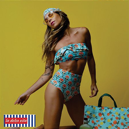 conjunto MARGHERITA DI SAVOIA .  estampa FLOR DE LARANJEIRA . LA DOLCE VITA . OTA TENNIS CLUB