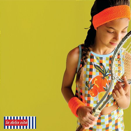 CROPPED INFANTIL MODELO IGA_ estampa PIXEL DA FLOR DE LARANJEIRA . LA DOLCE VITA . OTA TENNIS CLUB
